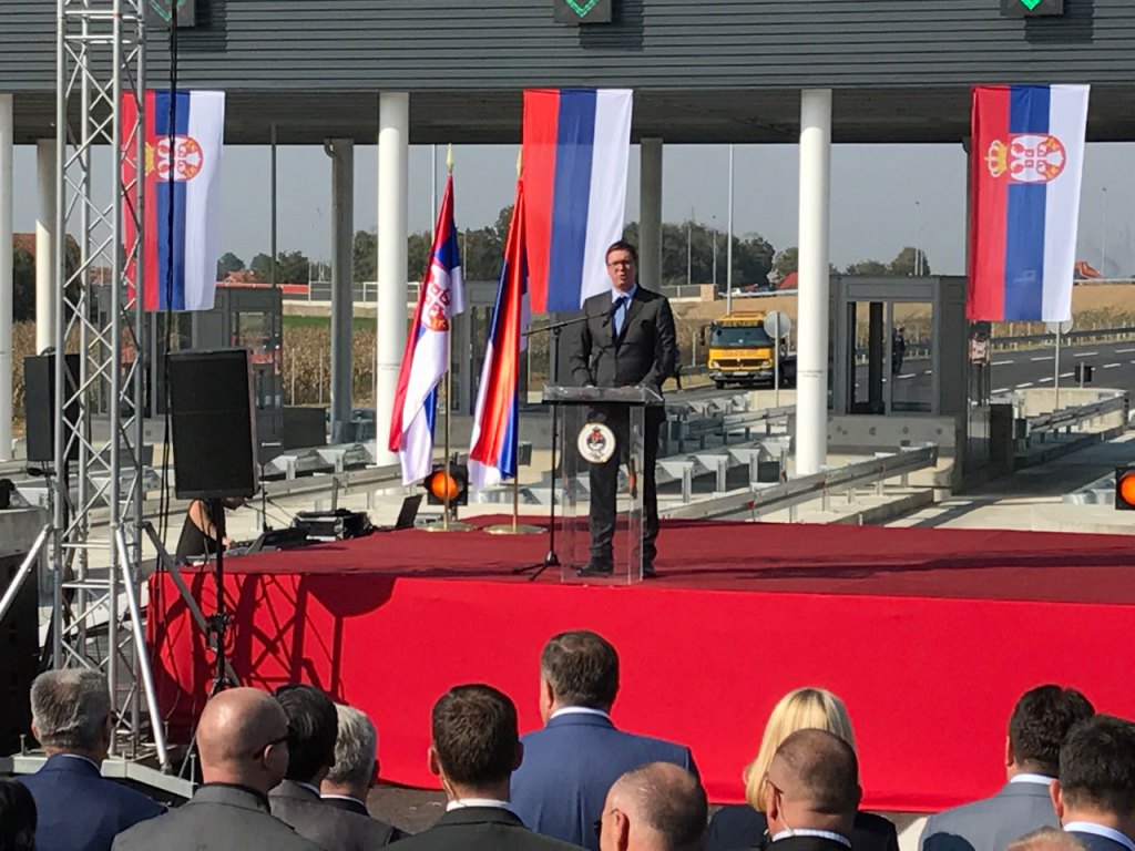 Predsjednik Republike Srbije Aleksandar Vučić na otvaranju dionice autoputa "9.januar" Banja Luka - Doboj...