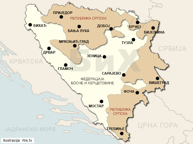 Karta Bosne i Hercegovine - Foto: RTRS