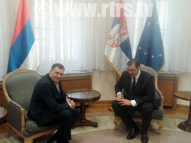 Sastanak Dodika i Vučića (arhiv) - Foto: RTRS