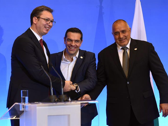 Vučić, Cipras i Borisov u Solunu - Foto: TANЈUG
