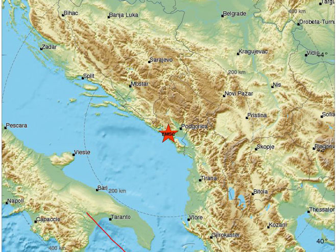 Zemljotres kod Cetinja (Foto: EMSC) - 